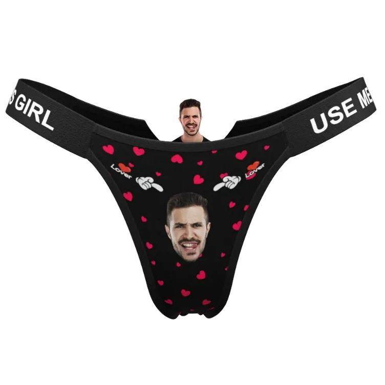 Custom Face Panties Lover Style Personalized Waistband Engraved Thong Naughty Gift for Her