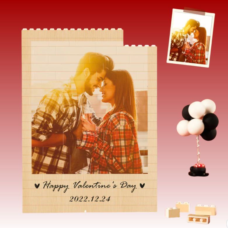 Custom Building Block Puzzle Vertical Building Photo Brick Happy Valentine's Day