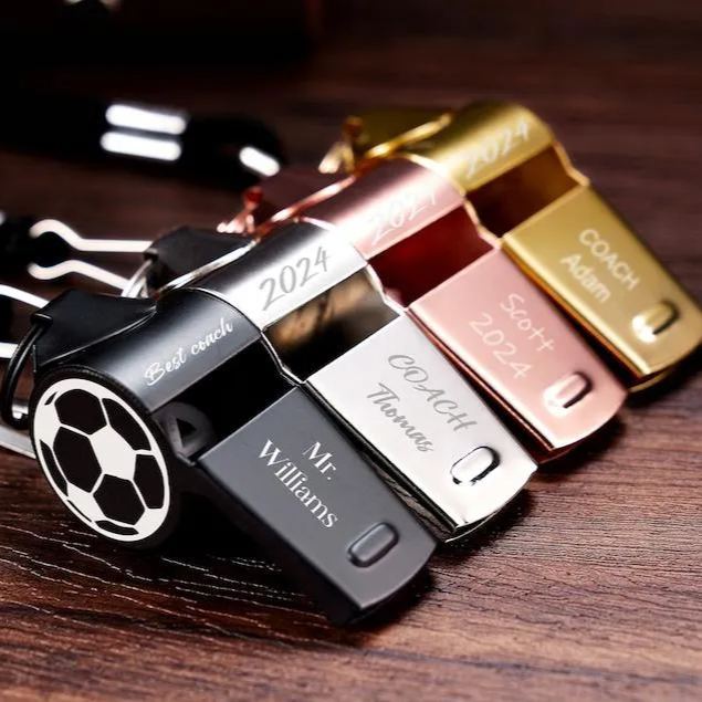 Personalised Whistle with Engraving, Custom Sport Gift for Football Basketball Volleyball Soccer Baseball Coach, Teacher Appreciation Gift