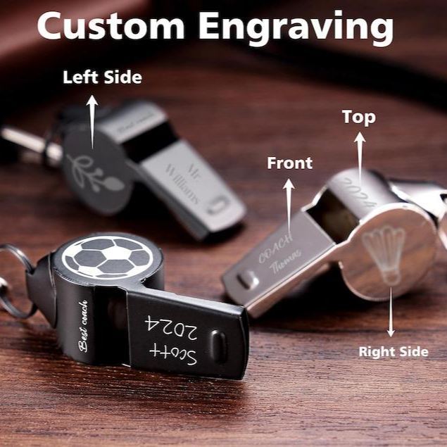 Personalised Whistle with Engraving, Custom Sport Gift for Football Basketball Volleyball Soccer Baseball Coach, Teacher Appreciation Gift