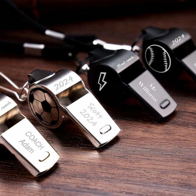 Personalised Whistle with Engraving, Custom Sport Gift for Football Basketball Volleyball Soccer Baseball Coach, Teacher Appreciation Gift