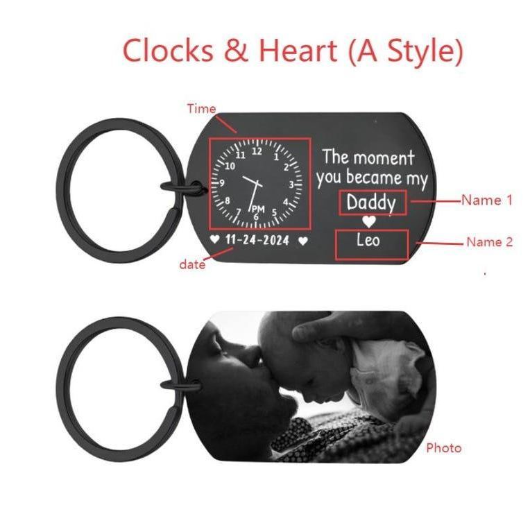 The Moment You Became My Daddy,Personalised Photo Keyring With New Born Baby Photo Gift,Gift for New Daddy Mommy,1st Father's Day Gift