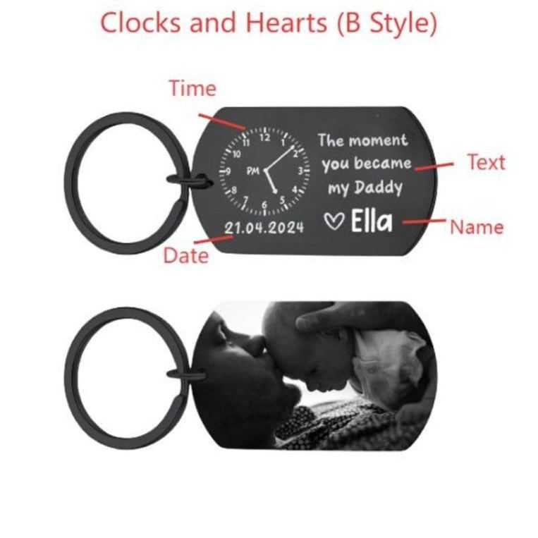 The Moment You Became My Daddy,Personalised Photo Keyring With New Born Baby Photo Gift,Gift for New Daddy Mommy,1st Father's Day Gift