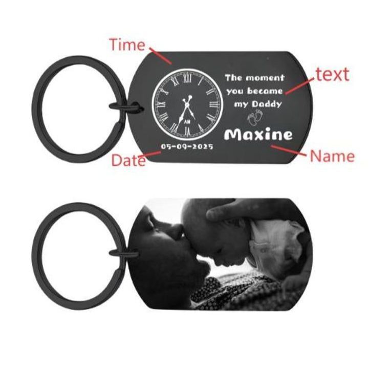 The Moment You Became My Daddy,Personalised Photo Keyring With New Born Baby Photo Gift,Gift for New Daddy Mommy,1st Father's Day Gift