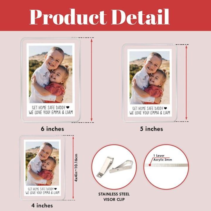 Custom Dad Photo Car Visor Clip, Fathers Day Gift For Dad, Drive Safe Daddy, Husband Gift Drive Safe Sun Visor Clip, Dad Car Accessories - MyFaceSocksAU