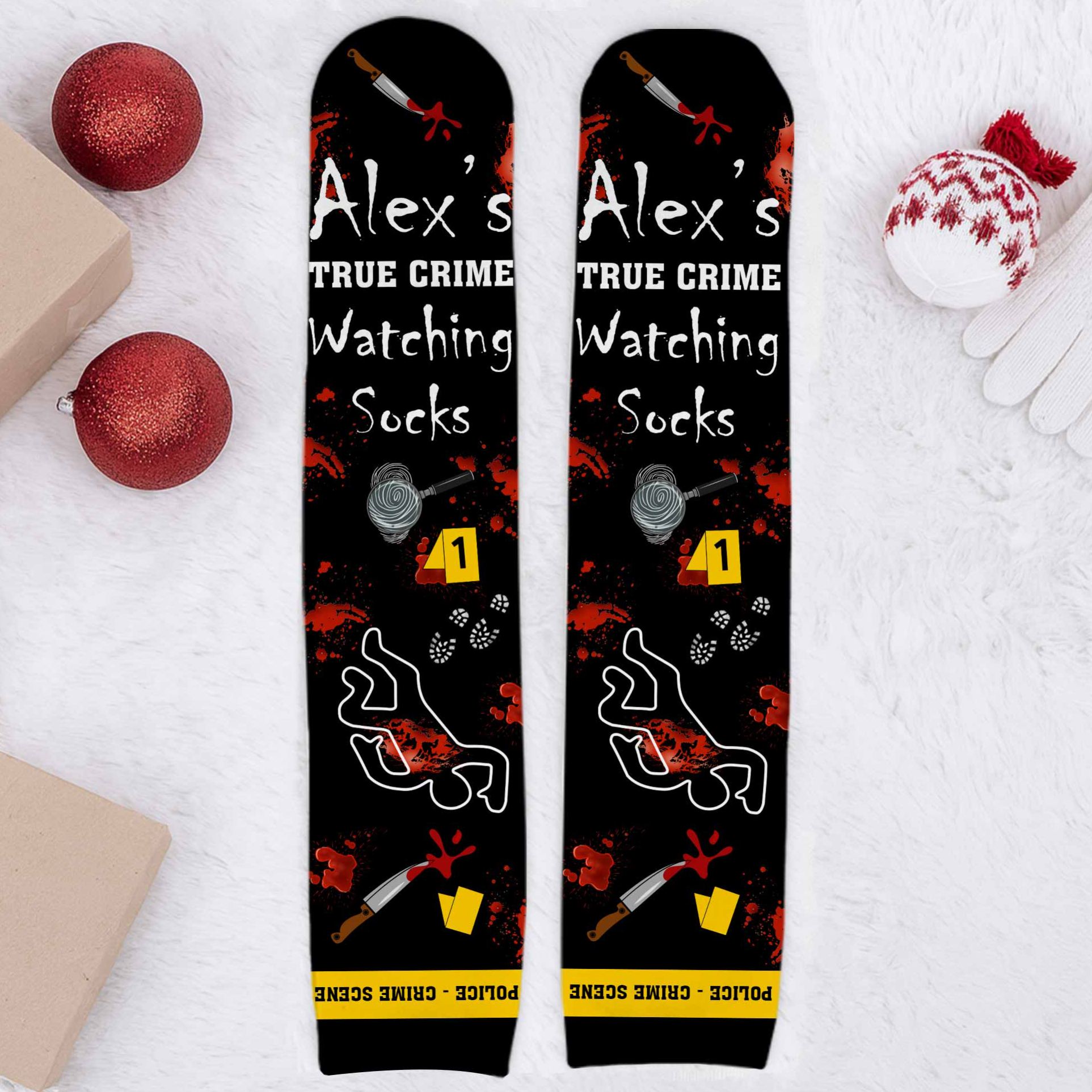 True Crime Watching Socks,Personalized Crew Socks,Gift For Mystery Lovers
