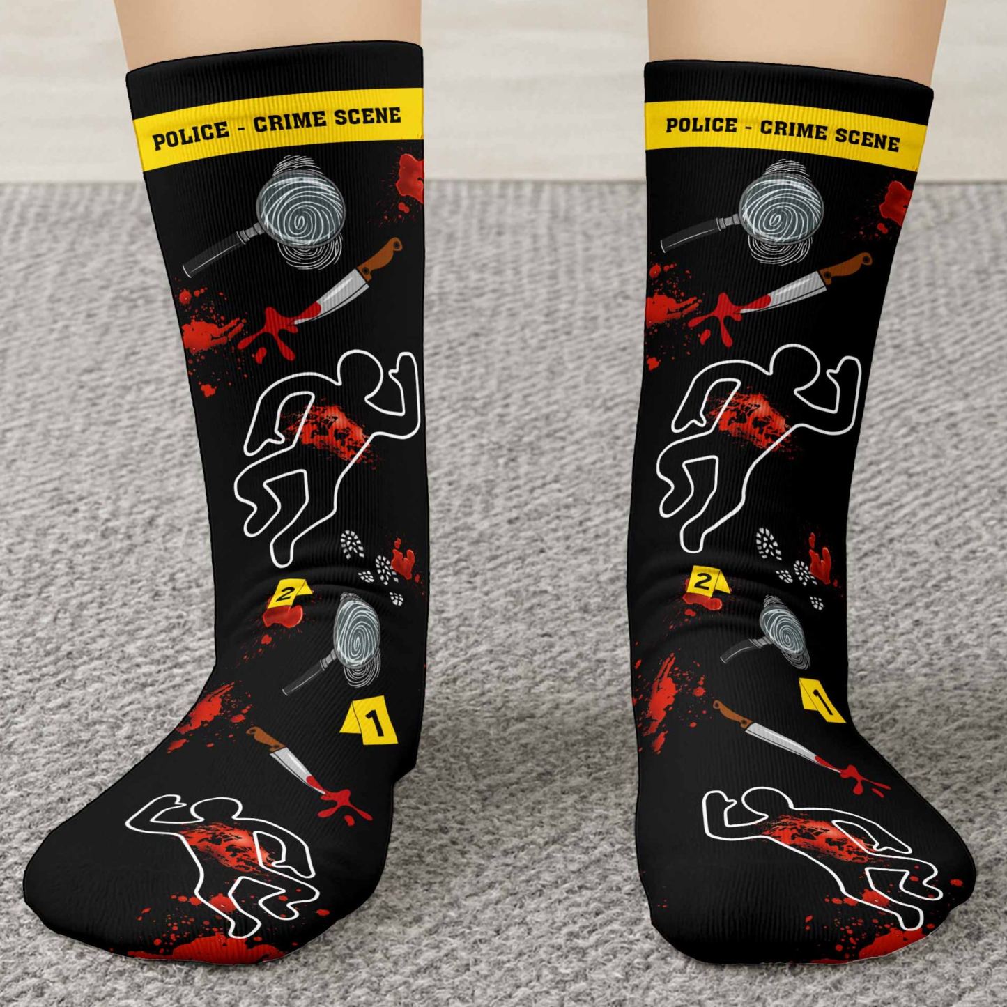 True Crime Watching Socks,Personalized Crew Socks,Gift For Mystery Lovers - MyFaceSocksAU