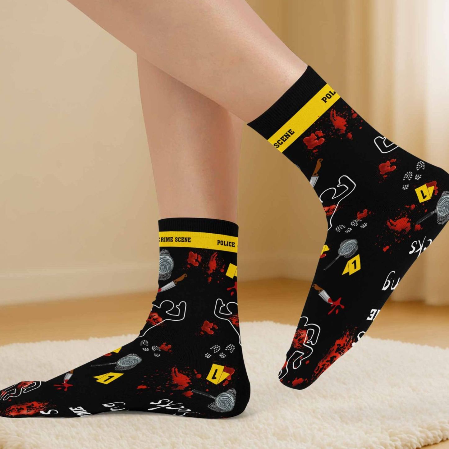 True Crime Watching Socks,Personalized Crew Socks,Gift For Mystery Lovers - MyFaceSocksAU