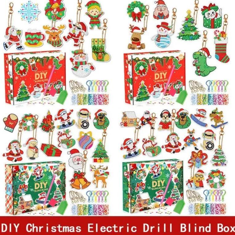 Christmas Blind Box Diamond Painting Keychain DIY Acrylic Dot Diamond Kit, Handmade Craft Gift - MyFaceSocksAU