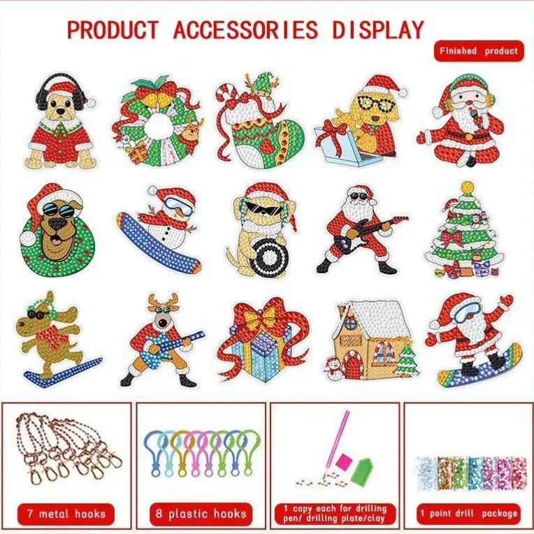 Christmas Blind Box Diamond Painting Keychain DIY Acrylic Dot Diamond Kit, Handmade Craft Gift - MyFaceSocksAU