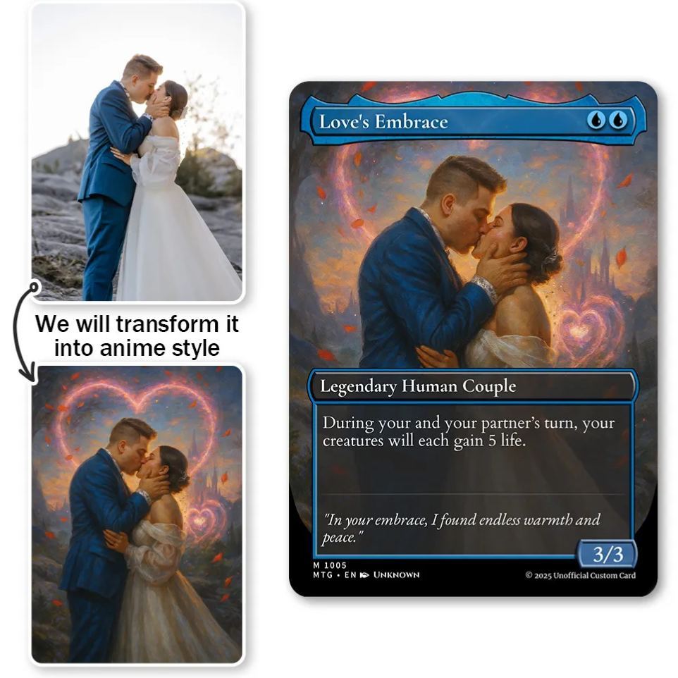 Custom Anime Couples Magic Card Personalized Photo Magic Anime Card Gift for Couples - MyFaceSocksAU