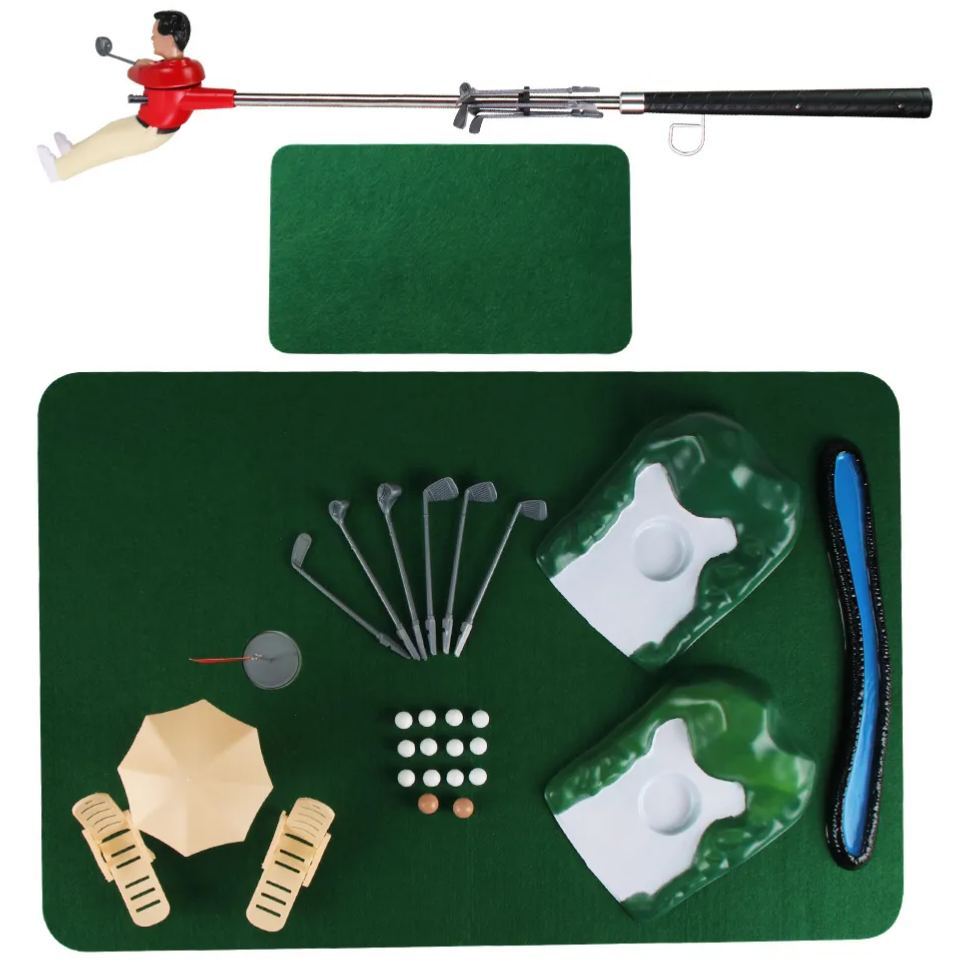 Mini Indoor Golf Playset for Kids with Figures Complete Miniature Golf Game with Clubs BallsCourse Accessories & Carpet Mat | Fun Indoor Golf Toy Gift - MyFaceSocksAU