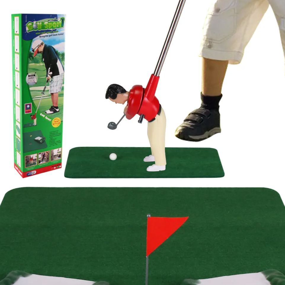Mini Indoor Golf Playset for Kids with Figures Complete Miniature Golf Game with Clubs BallsCourse Accessories & Carpet Mat | Fun Indoor Golf Toy Gift