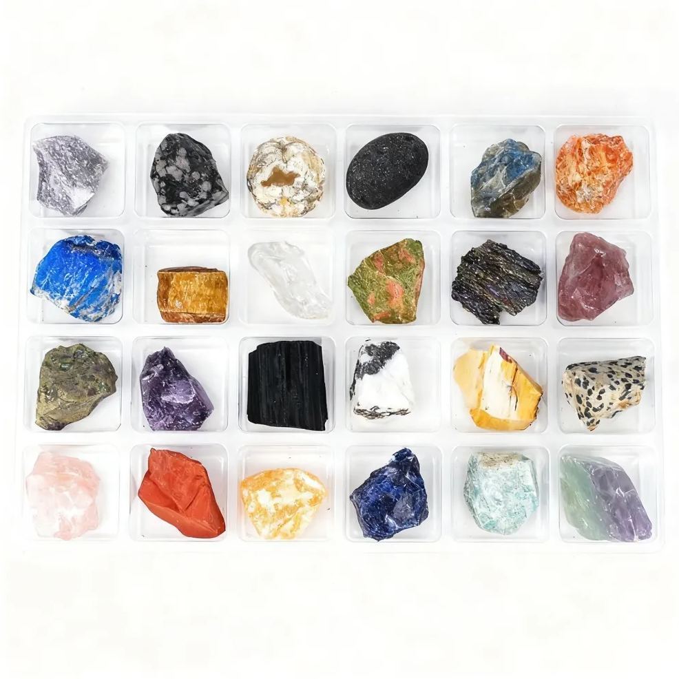 24 Days Crystal Advent Calendar 2025 – 24 Natural Gemstone Mineral Rocks (2-3cm) Christmas Countdown Gift Set for Kids & Crystal Lovers