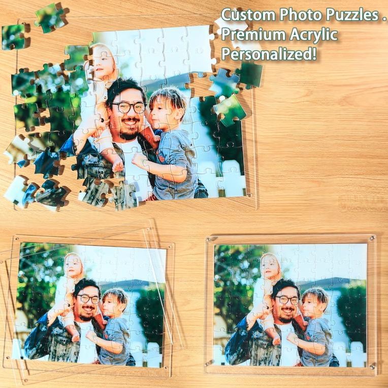 Custom Pet Portrait Acrylic Puzzle- Personalized Pet Photo Puzzle, Fun Jigsaw Name Puzzle,Memorial Pet Loss,Anniversary Gift, Christmas Gift - MyFaceSocksAU