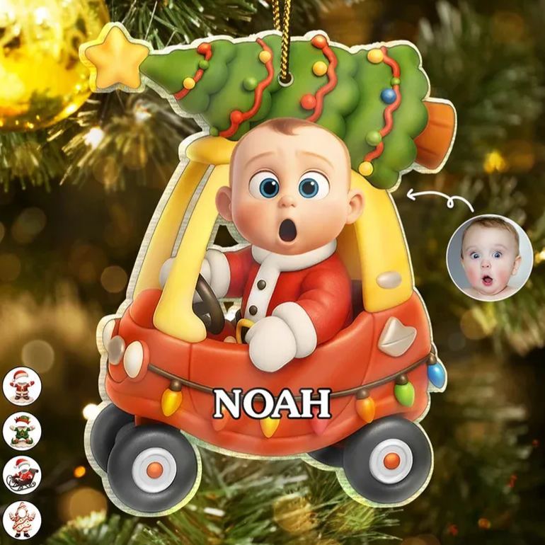 Custom Photo 3D Effect Face Art Funny Baby Kid - Personalized Custom Shaped Acrylic Ornament - MyFaceSocksAU