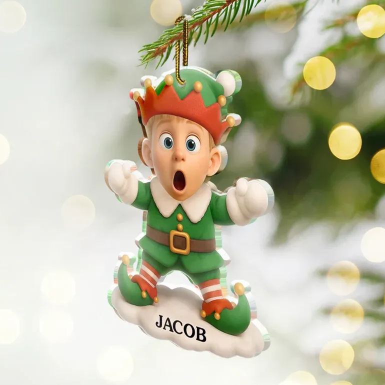 Custom Photo 3D Effect Face Art Funny Baby Kid - Personalized Custom Shaped Acrylic Ornament - MyFaceSocksAU