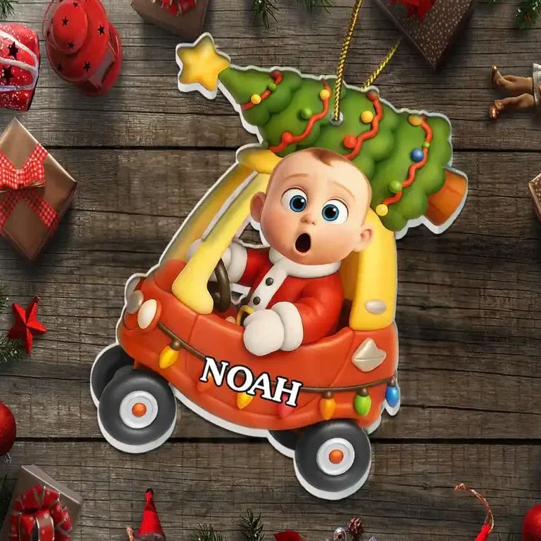 Custom Photo 3D Effect Face Art Funny Baby Kid - Personalized Custom Shaped Acrylic Ornament - MyFaceSocksAU