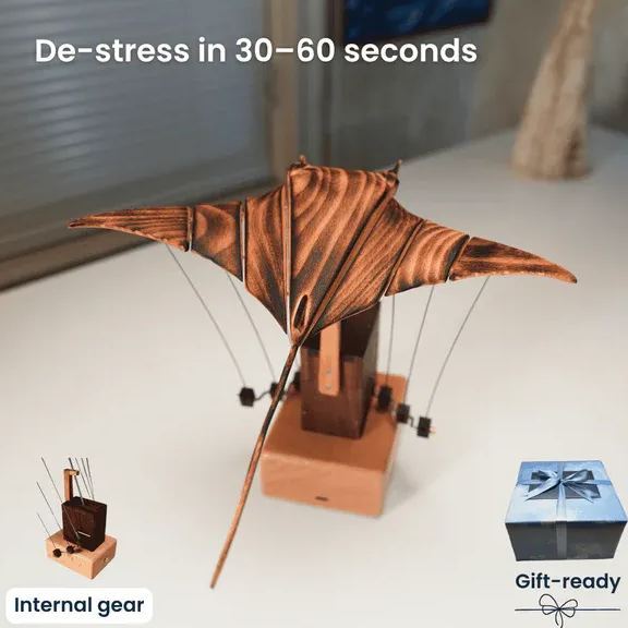 Handcrafted  Wooden  Manta  Ray  Automaton