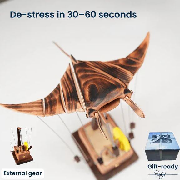 Handcrafted  Wooden  Manta  Ray  Automaton
