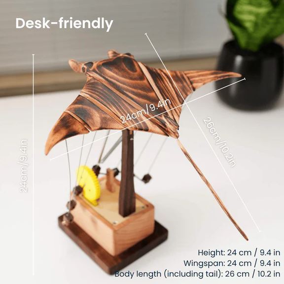 Handcrafted  Wooden  Manta  Ray  Automaton