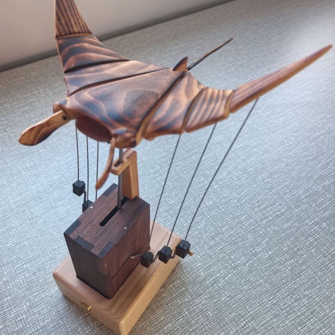 Handcrafted  Wooden  Manta  Ray  Automaton
