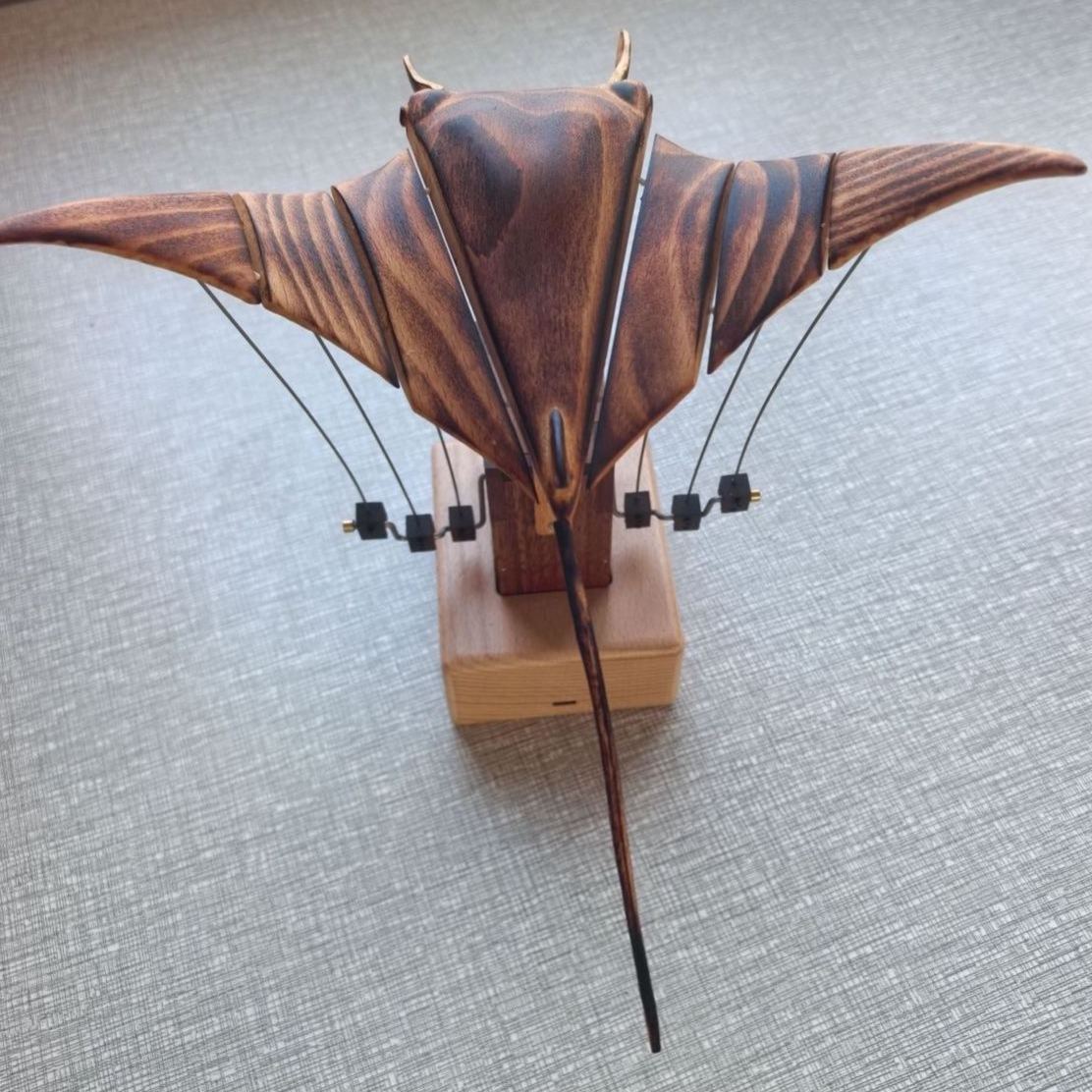 Handcrafted  Wooden  Manta  Ray  Automaton