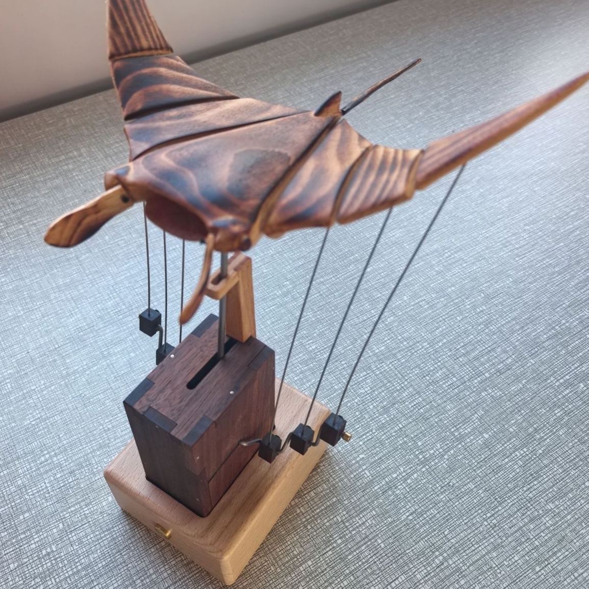 Handcrafted  Wooden  Manta  Ray  Automaton
