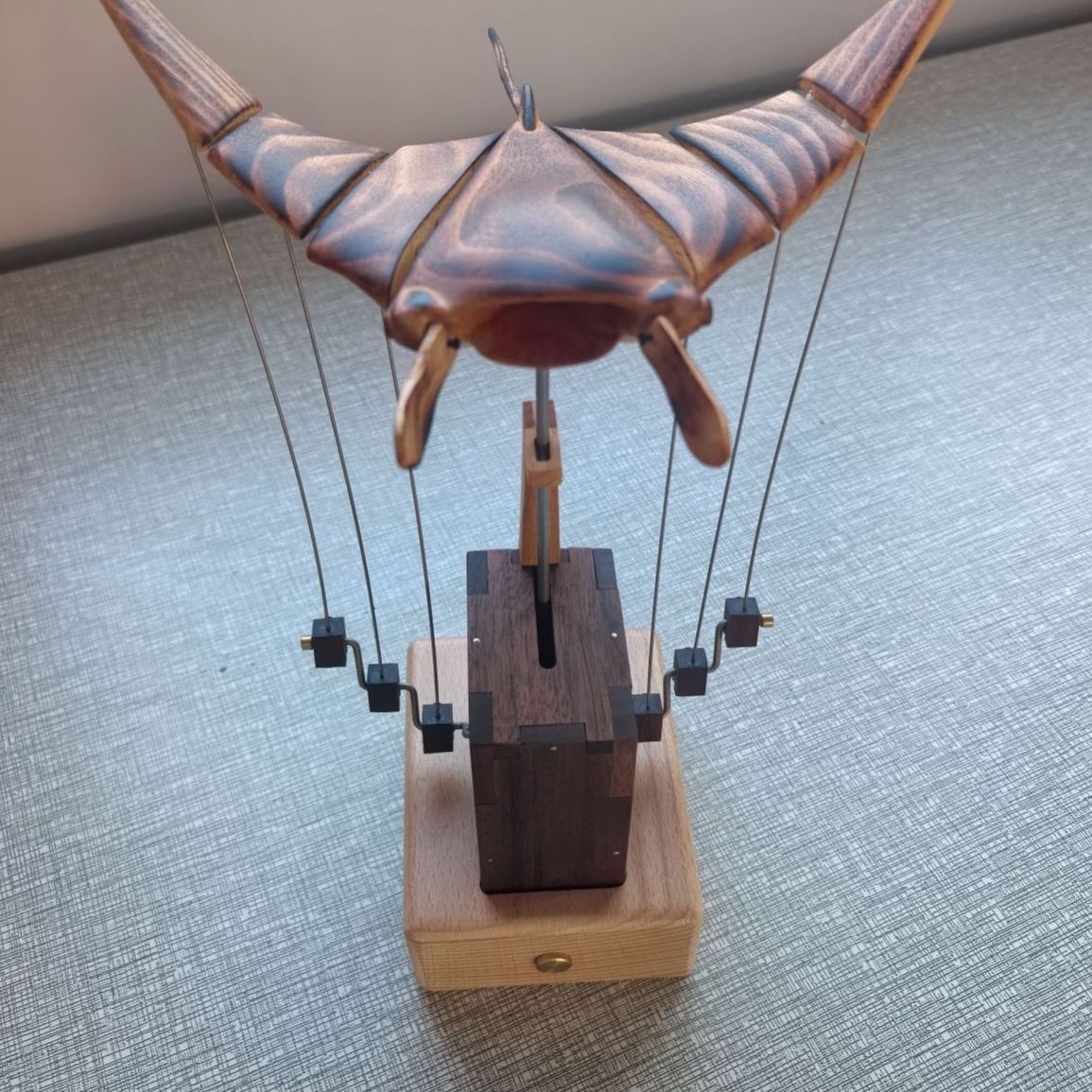 Handcrafted  Wooden  Manta  Ray  Automaton