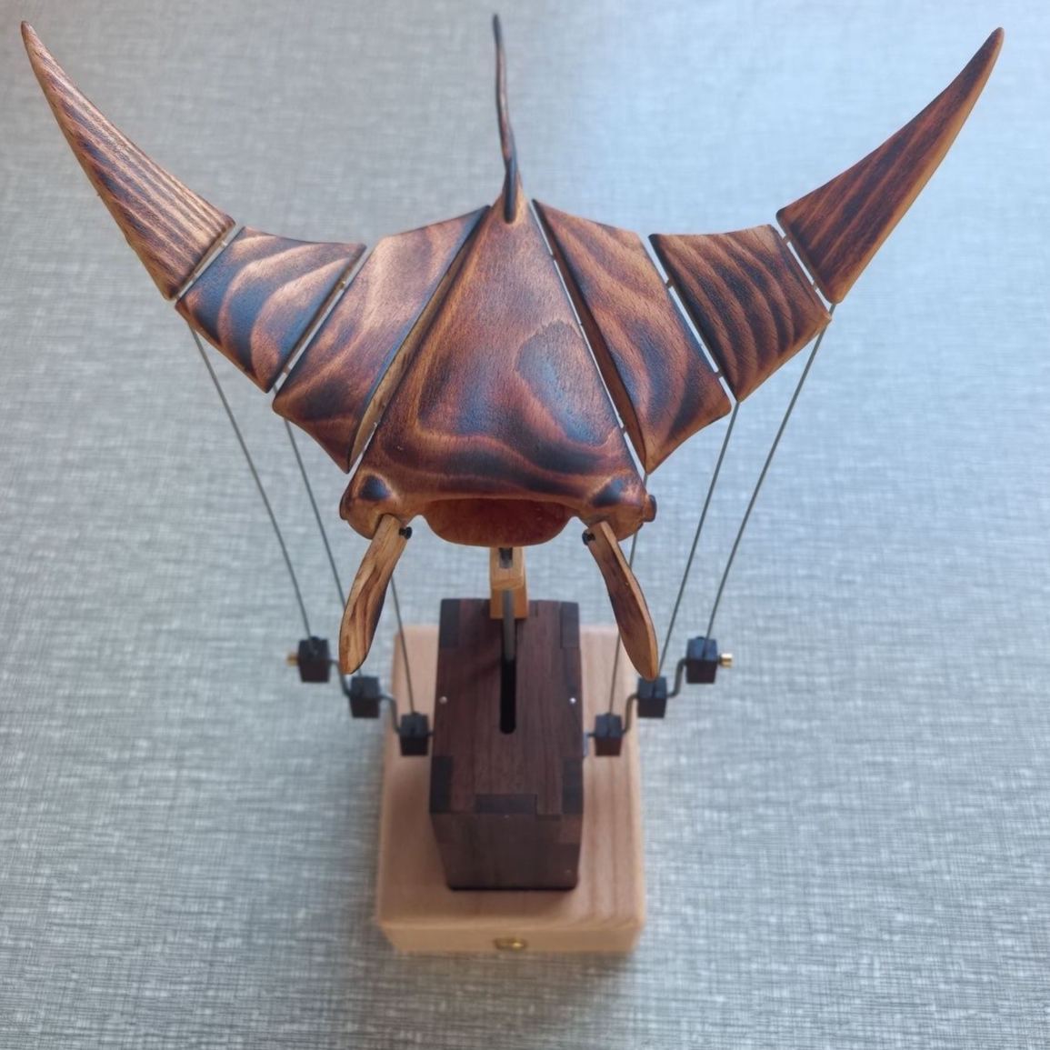 Handcrafted  Wooden  Manta  Ray  Automaton