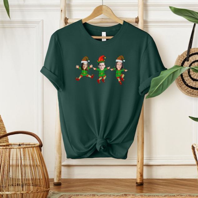 Family Custom Face Christmas Shirt Ugly Christmas Elf Face Custom Shirts Christmas Family Party Shirt Funny Christmas Gift Personalized Gift - MyFaceSocksAU