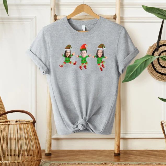 Family Custom Face Christmas Shirt Ugly Christmas Elf Face Custom Shirts Christmas Family Party Shirt Funny Christmas Gift Personalized Gift - MyFaceSocksAU