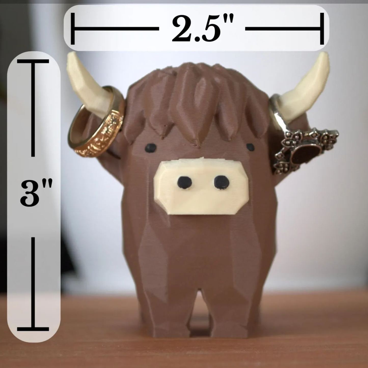 Highland Cow Ring Holder Highland Cow Decor Gift Ring Dish Unique Cute Ring Holder for Ring Display - 3D printed plastic - MyFaceSocksAU