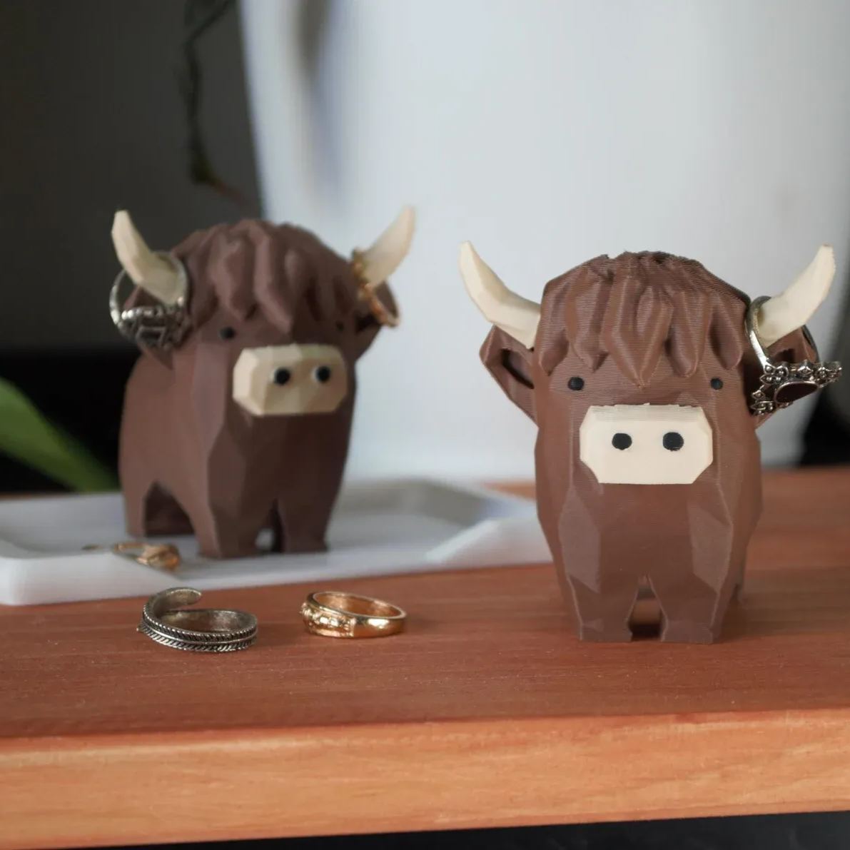 Highland Cow Ring Holder Highland Cow Decor Gift Ring Dish Unique Cute Ring Holder for Ring Display - 3D printed plastic - MyFaceSocksAU