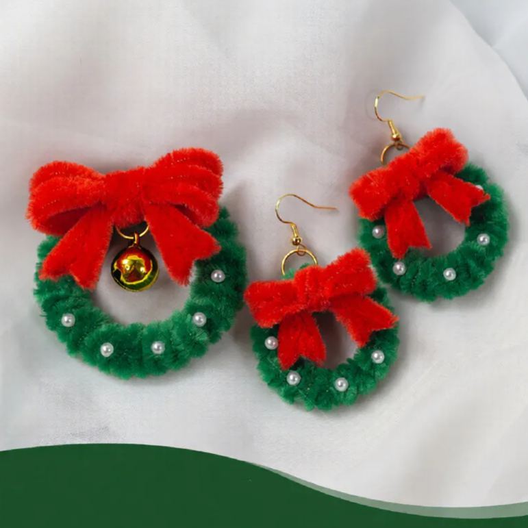 Plush DIY Christmas Bow Hair Clip & Brooch Kit Cute Handmade Holiday Accessories | Material Pack Only - MyFaceSocksAU