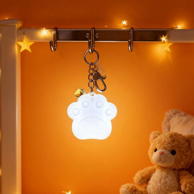 Cute Cat Paw Light Keychain Rechargeable Mini Bag Charm with Double Chain White Cat Paw Design - MyFaceSocksAU