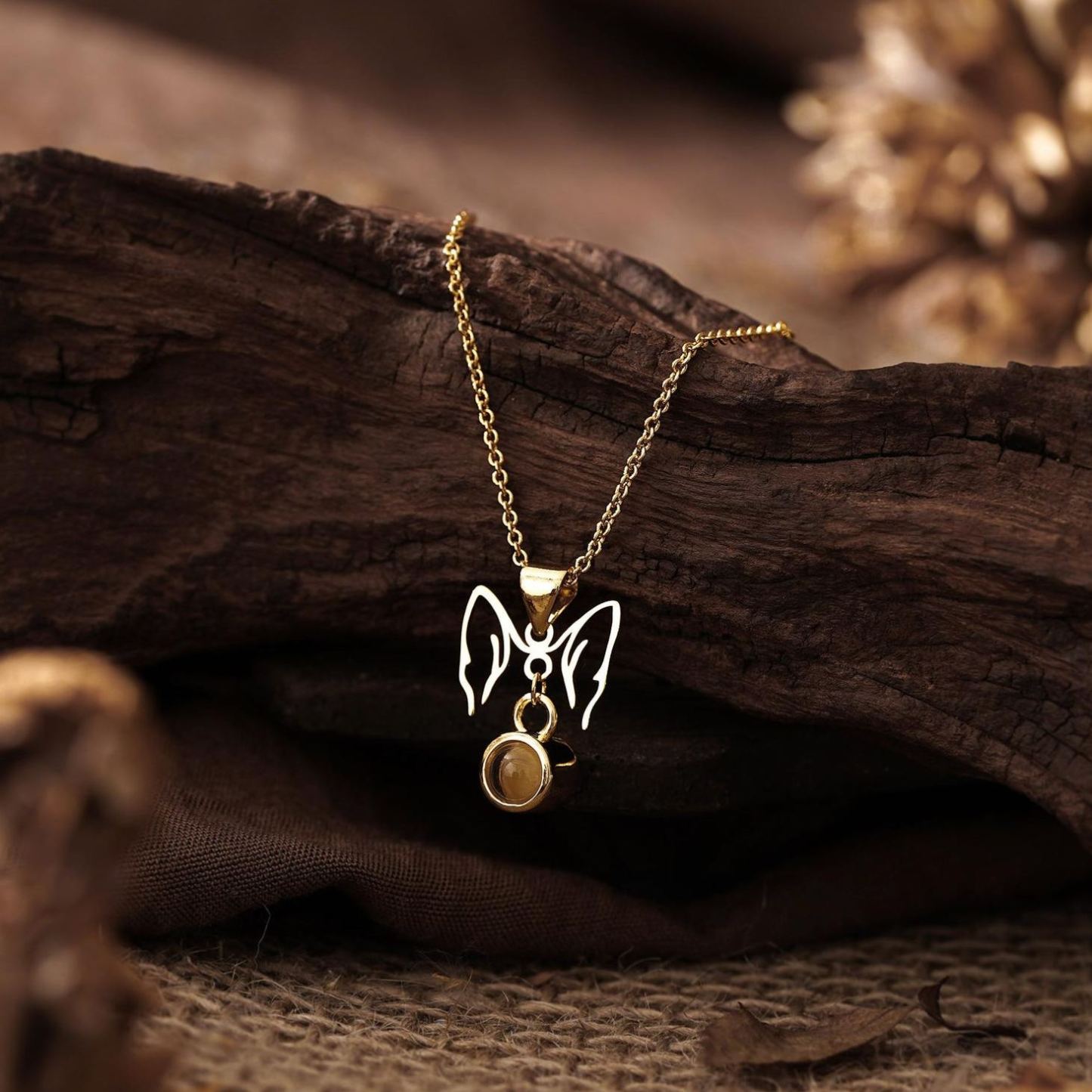 Personalized Dog Ear Projection Necklace, Custom Picture Inside Jewelry, Pet Ear Picture Jewelry, Memorial Necklace, Christmas Gifts for Mom - MyFaceSocksAU