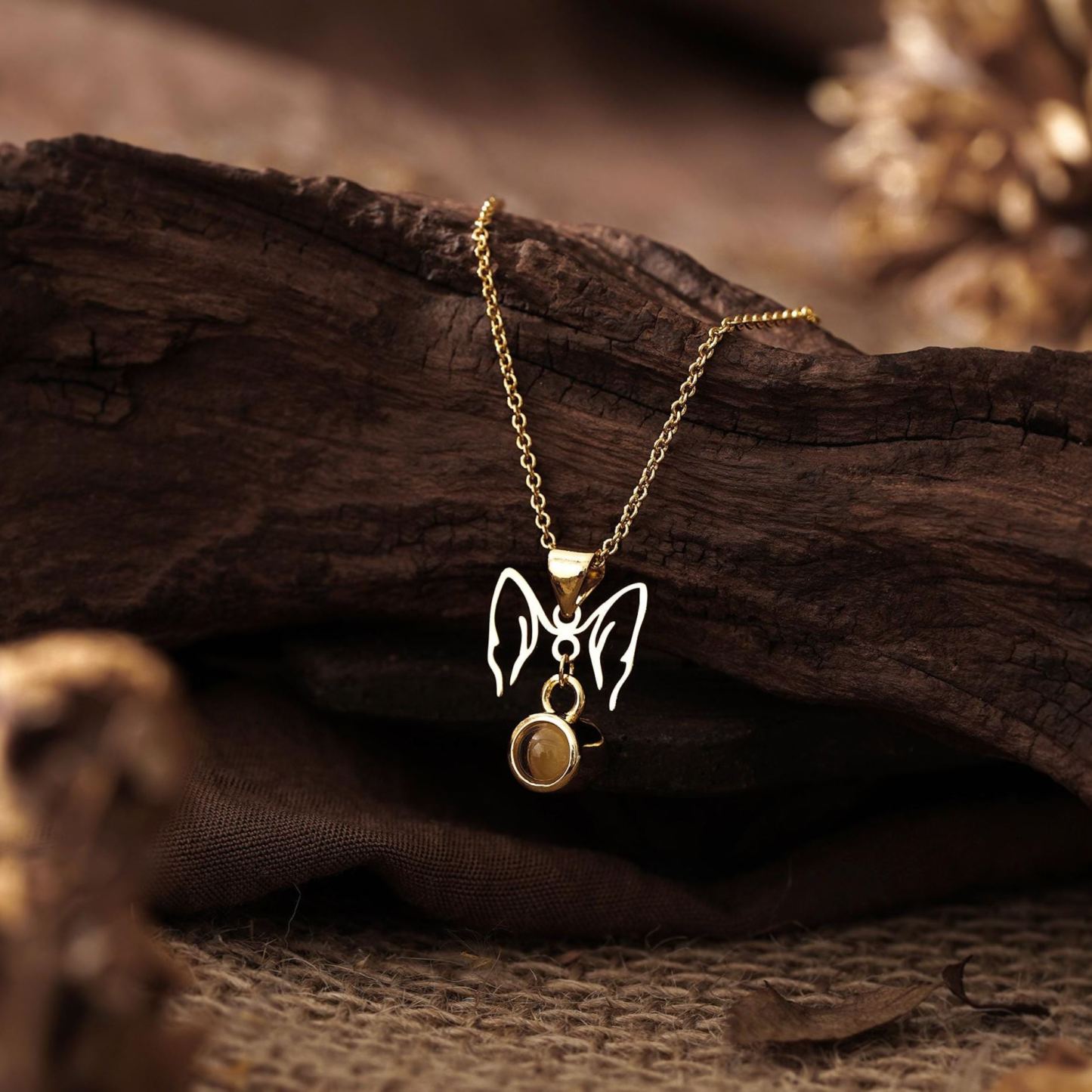 Personalized Dog Ear Projection Necklace, Custom Picture Inside Jewelry, Pet Ear Picture Jewelry, Memorial Necklace, Christmas Gifts for Mom - MyFaceSocksAU