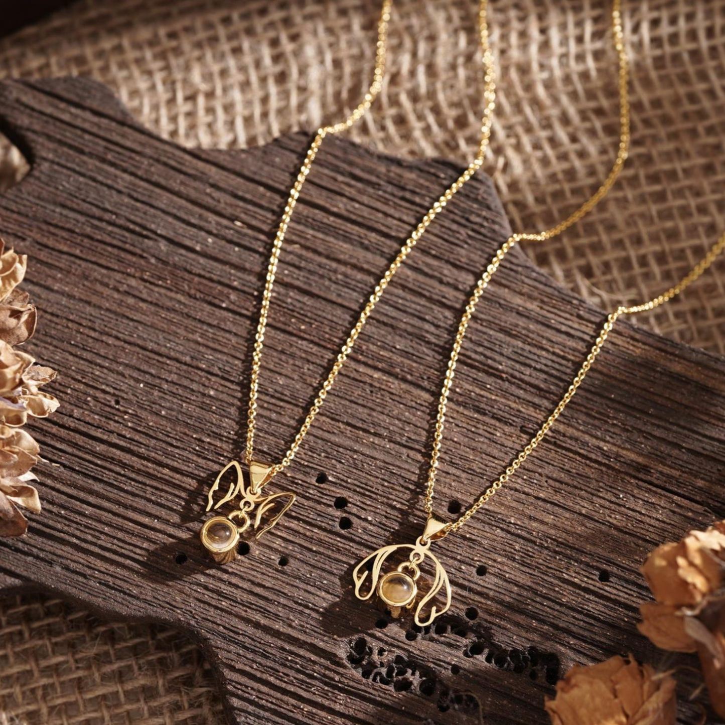 Personalized Dog Ear Projection Necklace, Custom Picture Inside Jewelry, Pet Ear Picture Jewelry, Memorial Necklace, Christmas Gifts for Mom - MyFaceSocksAU