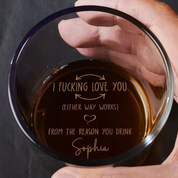 Custom Fucking Love You Whiskey Glass Valentines Gifts For Husband Valentine's Day Gifts For Him - MyFaceSocksAU