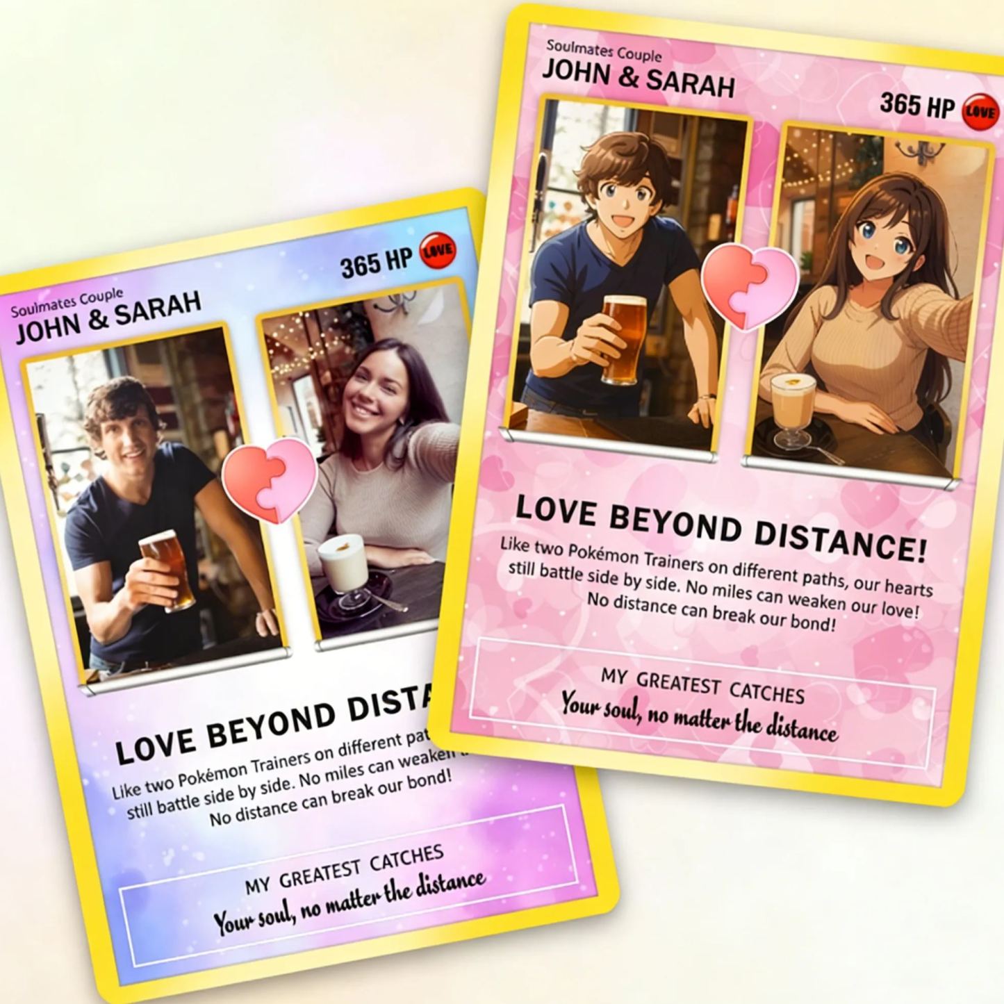 Custom Poke Card Keepsake for Love Beyond Distance - Best Anime-Inspired Couple Anime Style Gifts for Long-Distance Lovers - MyFaceSocksAU