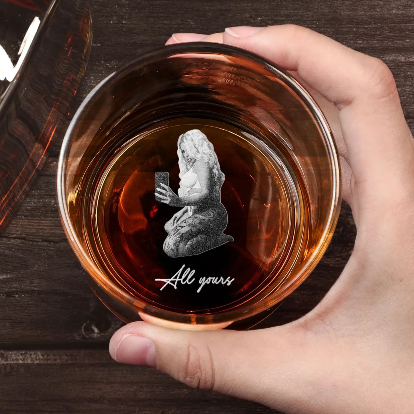 Laser-Engraved Glass With Spicy Photo For Him, Husband, Boyfriend - Personalized Whiskey Glass With Photo - MyFaceSocksAU