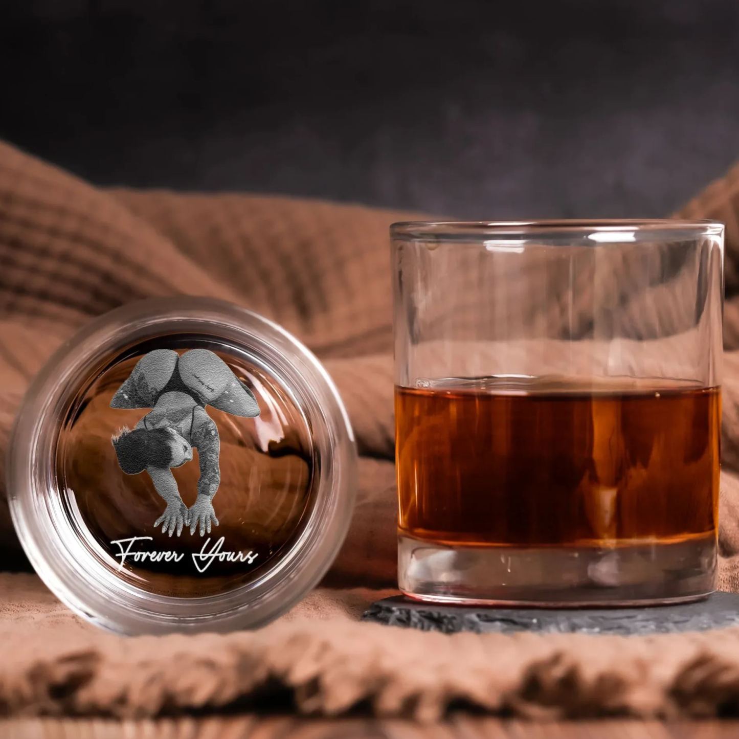 Laser-Engraved Glass With Spicy Photo For Him, Husband, Boyfriend - Personalized Whiskey Glass With Photo - MyFaceSocksAU