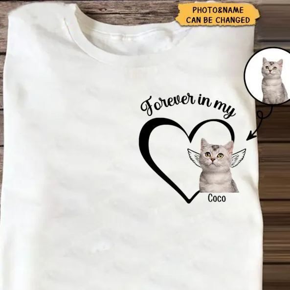 Custom Photo Forever And Always In My Heart - Memorial Personalized Unisex T-Shirt - MyFaceSocksAU