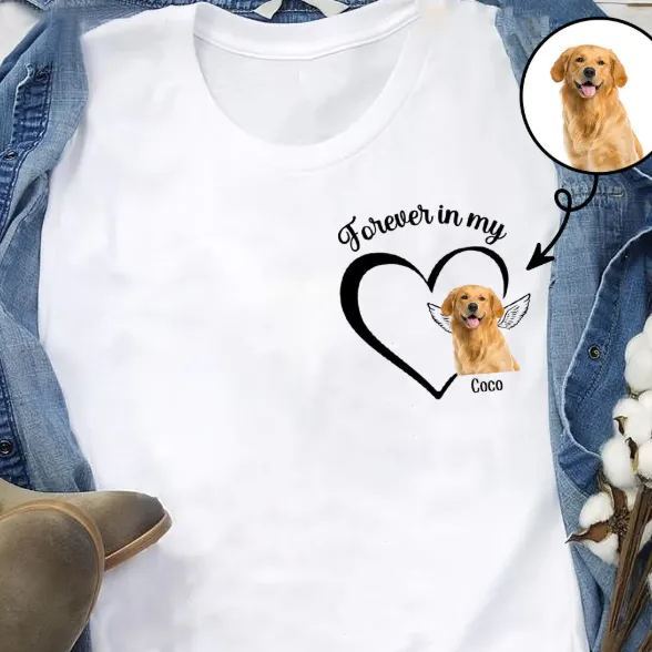 Custom Photo Forever And Always In My Heart - Memorial Personalized Unisex T-Shirt - MyFaceSocksAU