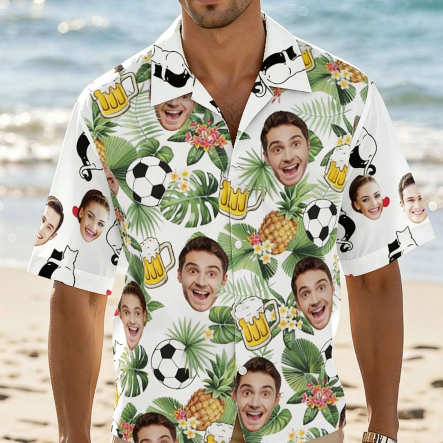Custom Face Hawaiian Shirt World Cup Football Aloha Shirt Fans Gift - MyFaceSocksAU