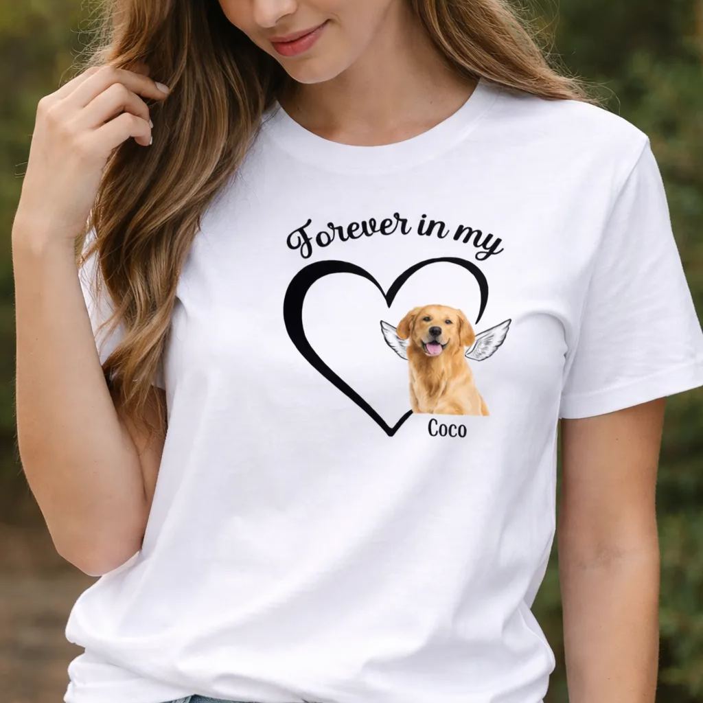 Custom Photo Forever And Always In My Heart - Memorial Personalized Unisex T-Shirt