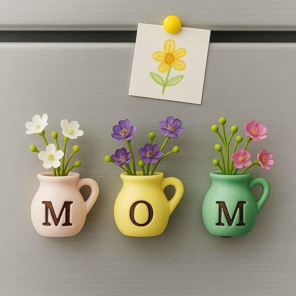Mini Vase Magnets for Fridge - Mothers Day Mom Gifts from Daughter, Unique Birthday Gifts for Mom from Son, - MyFaceSocksAU