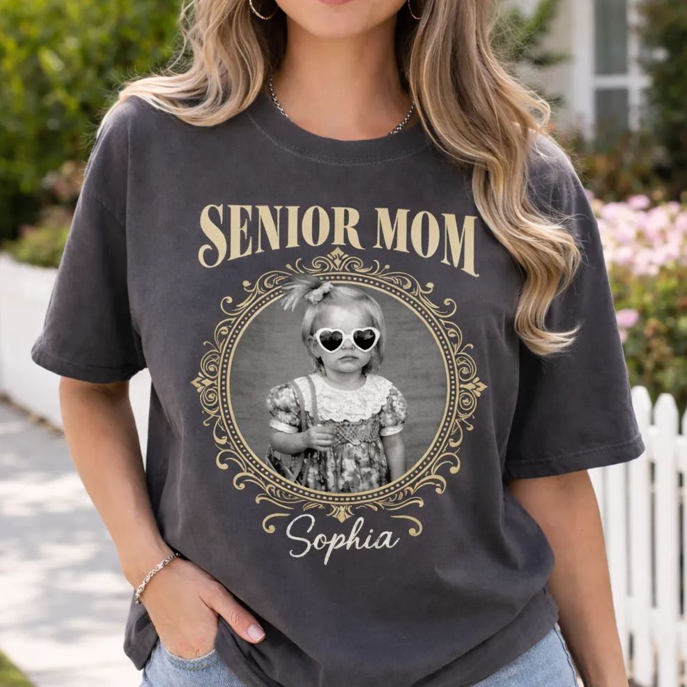 Custom Vintage Photo And Year Senior - Personalized Shirt Mother's Day Gift For Mom