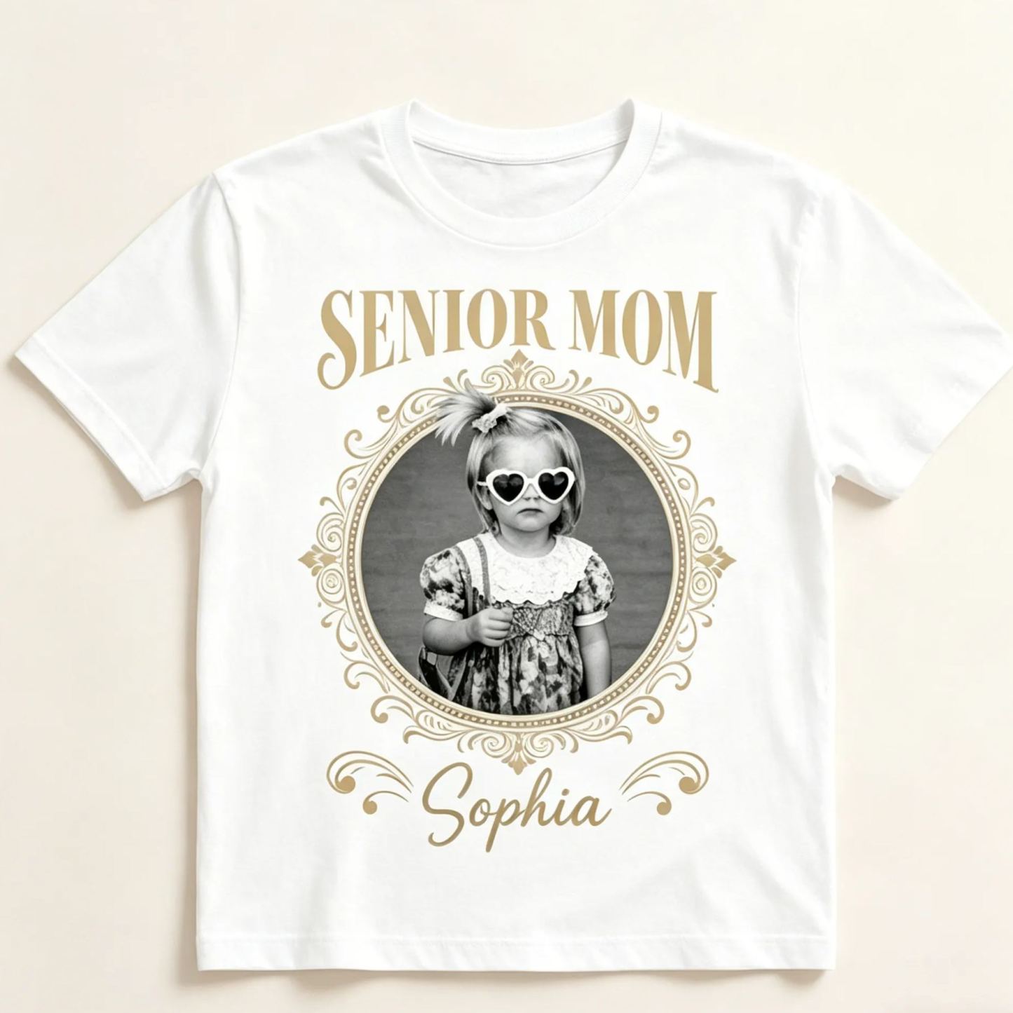 Custom Vintage Photo And Year Senior - Personalized Shirt Mother's Day Gift For Mom - MyFaceSocksAU